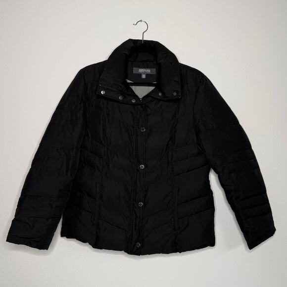 Kenneth Cole Reaction Black Down Puffer Coat Women’s Large | Warm Winter Coat - Picture 1 of 4